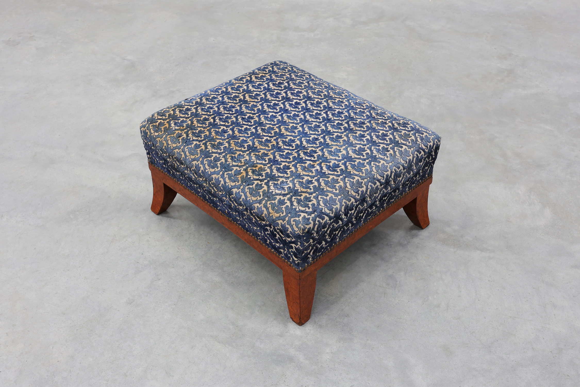 Art Deco Upholstered Footstool with Sabre Legs, France, 20th Centurythumbnail